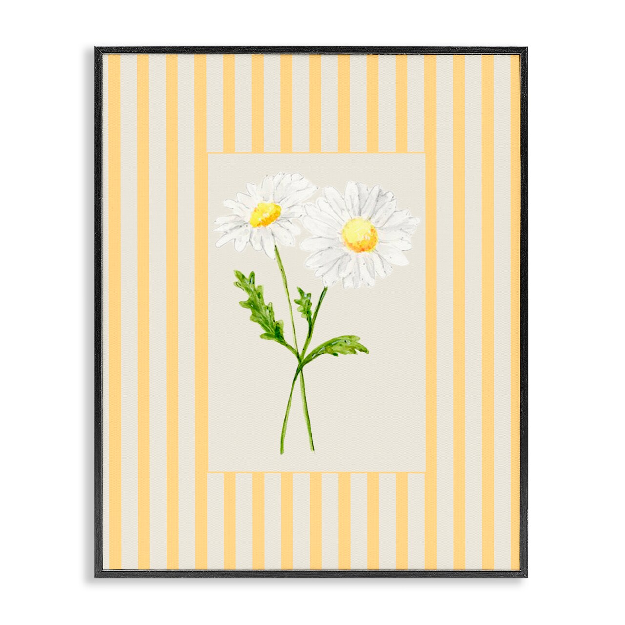 Stupell Industries Yellow Stripe Daisy Framed Giclee, design by Lisa Wehmeyer